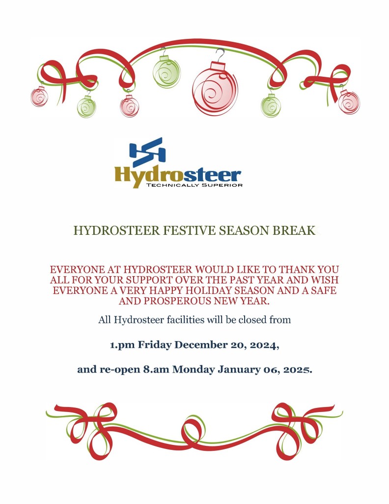 Hydrosteer Christmas Closure Time